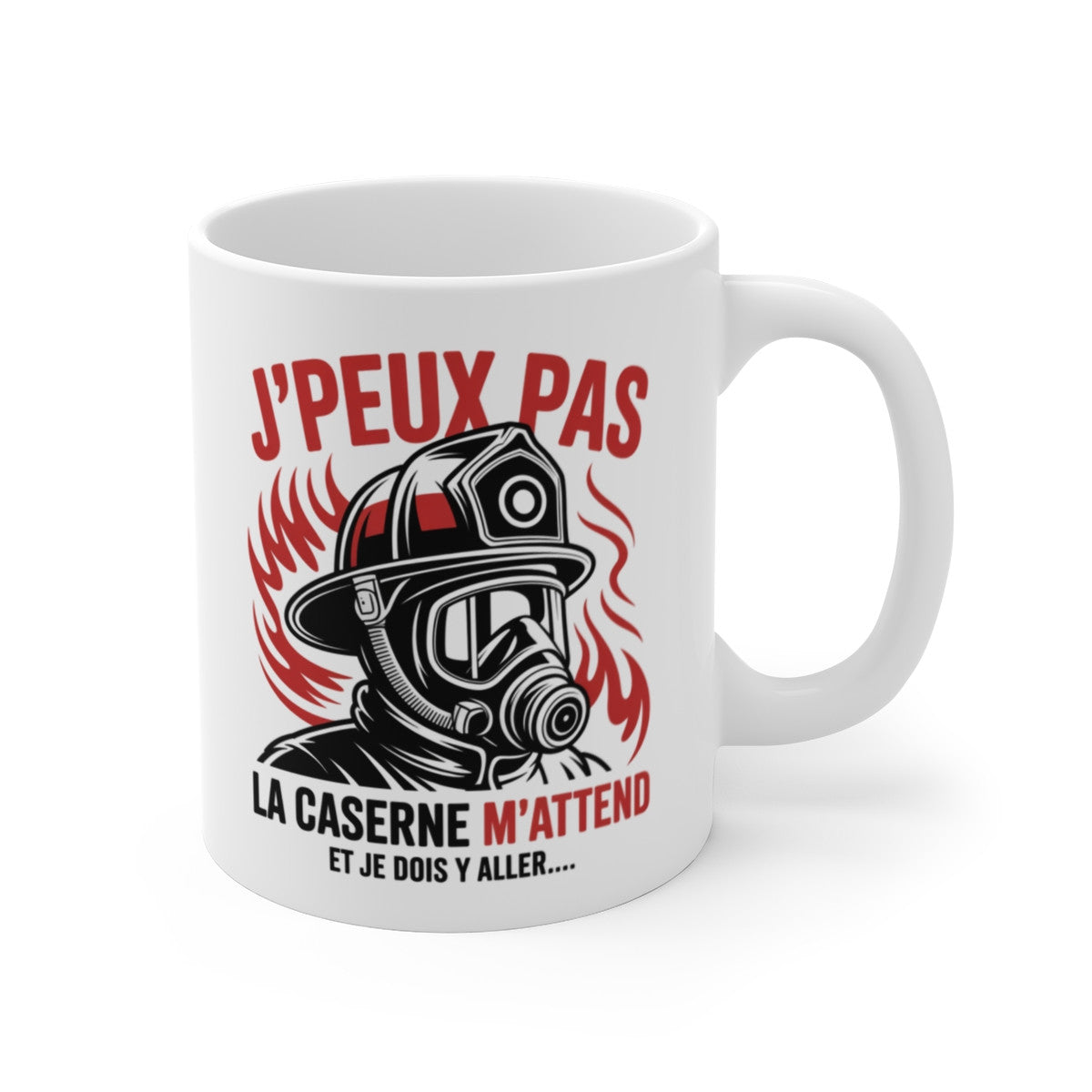 Tasse Pompier 325ml  J’peux pas la Caserne m’attend  Mug Héros Feu Casque Brigade Cadeau Courage Incendie