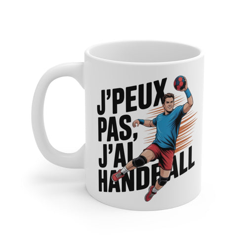 Tasse J’peux pas j’ai Handball 325ml – Mug Sportif Hand Cadeau Joueur Entraîneur Match Équipe