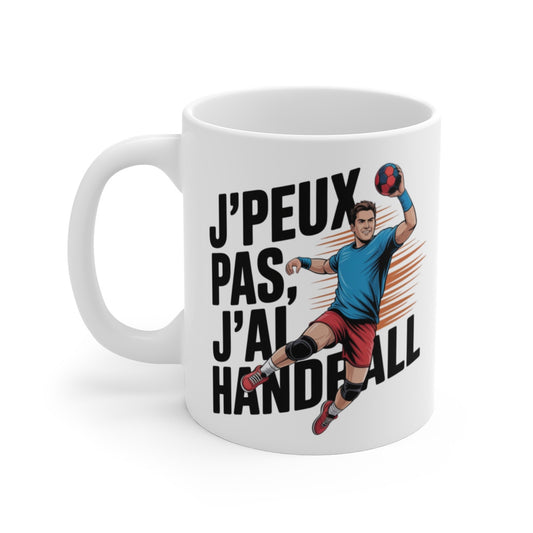 Tasse J’peux pas j’ai Handball 325ml – Mug Sportif Hand Cadeau Joueur Entraîneur Match Équipe