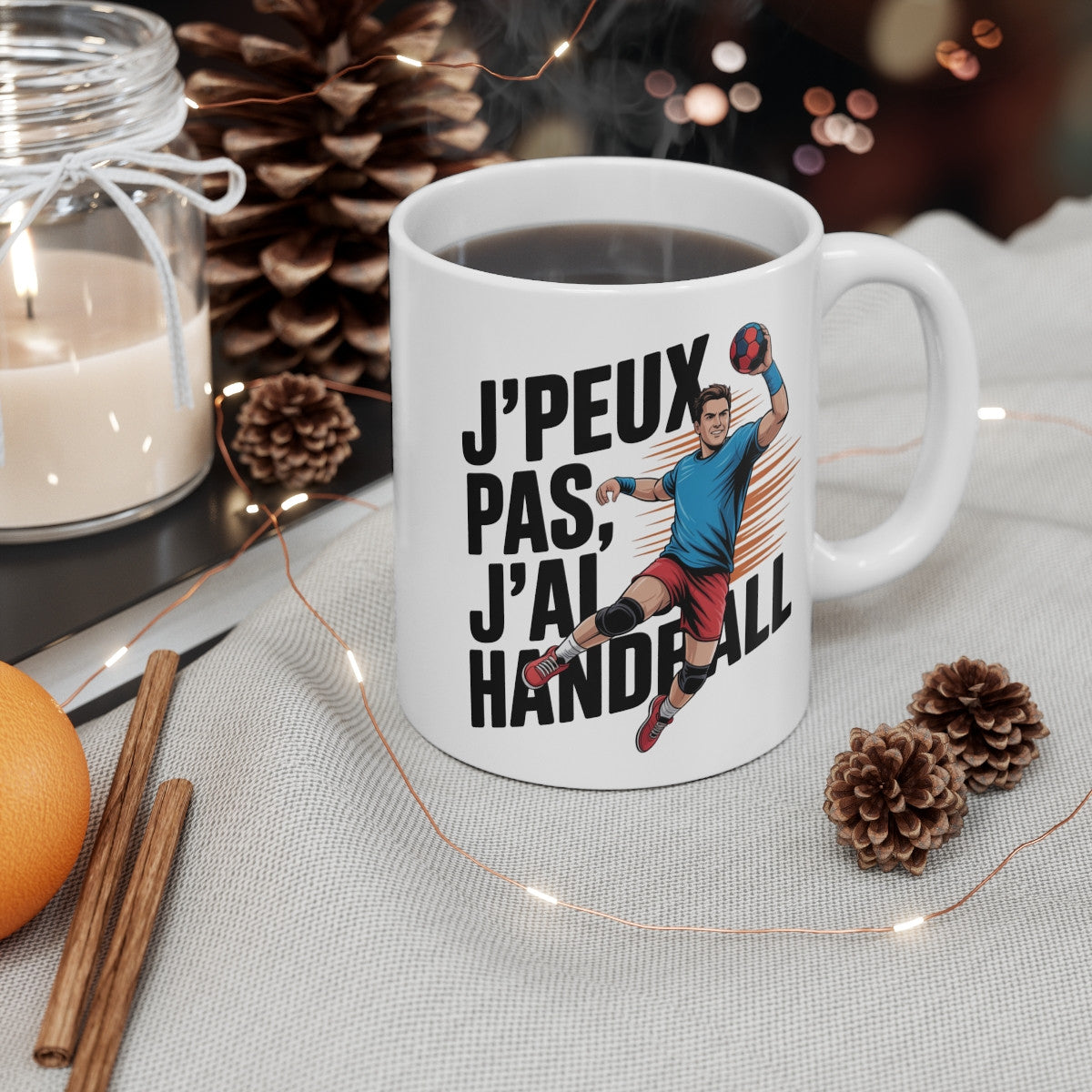 Tasse J’peux pas j’ai Handball 325ml – Mug Sportif Hand Cadeau Joueur Entraîneur Match Équipe