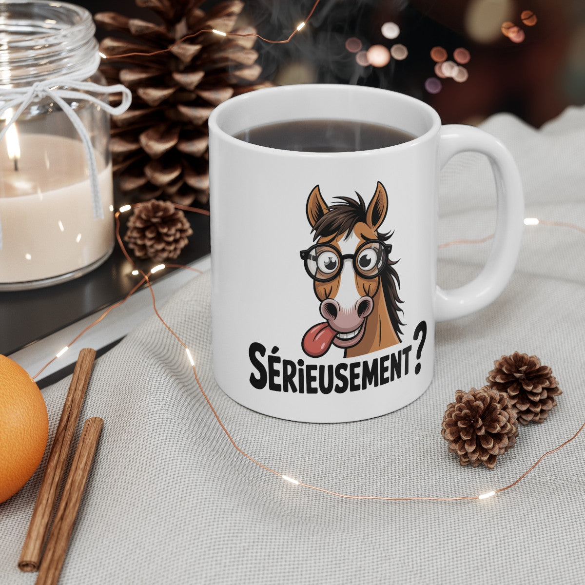 Tasse Humour Cheval 325ml – Sérieusement ? – Mug Drôle Animal Cartoon Original Idée Cadeau