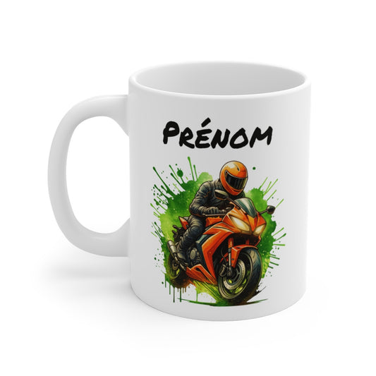 Tasse Moto Personnalisable 325ml  Mug Motard Prénom  Cadeau Moto Sport Course Vitesse Biker