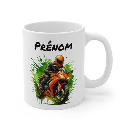 Tasse Moto Personnalisable 325ml  Mug Motard Prénom  Cadeau Moto Sport Course Vitesse Biker