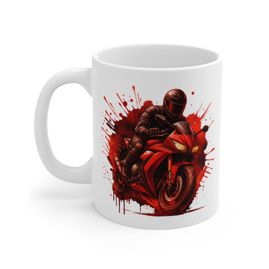 Tasse Moto Rouge 325ml  Motard   Mug Racing Sport Design Biker Cadeau Vitesse Idée cadeau