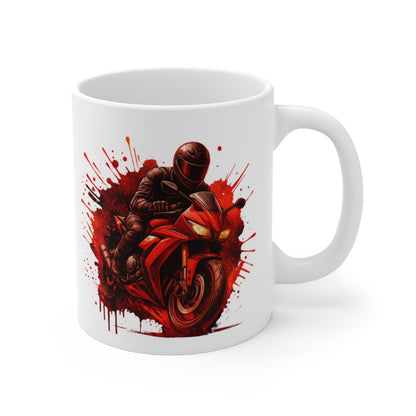 Tasse Moto Rouge 325ml  Motard   Mug Racing Sport Design Biker Cadeau Vitesse Idée cadeau