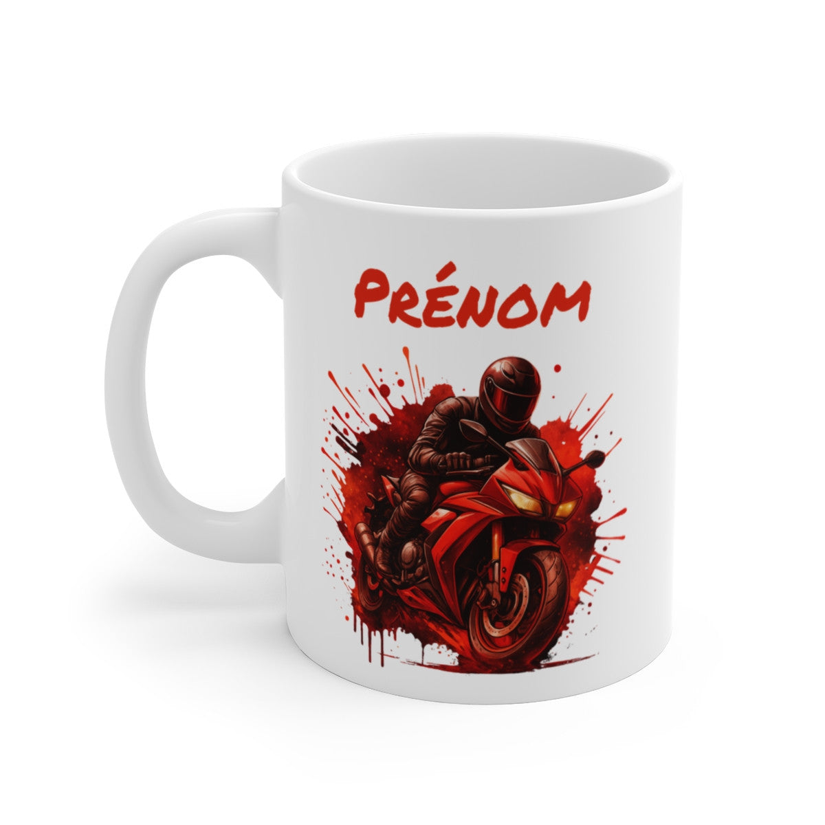 Tasse Moto Personnalisable 325ml  Mug Motard Rouge avec Prénom  Cadeau Moto Sport Racing Biker Vitesse