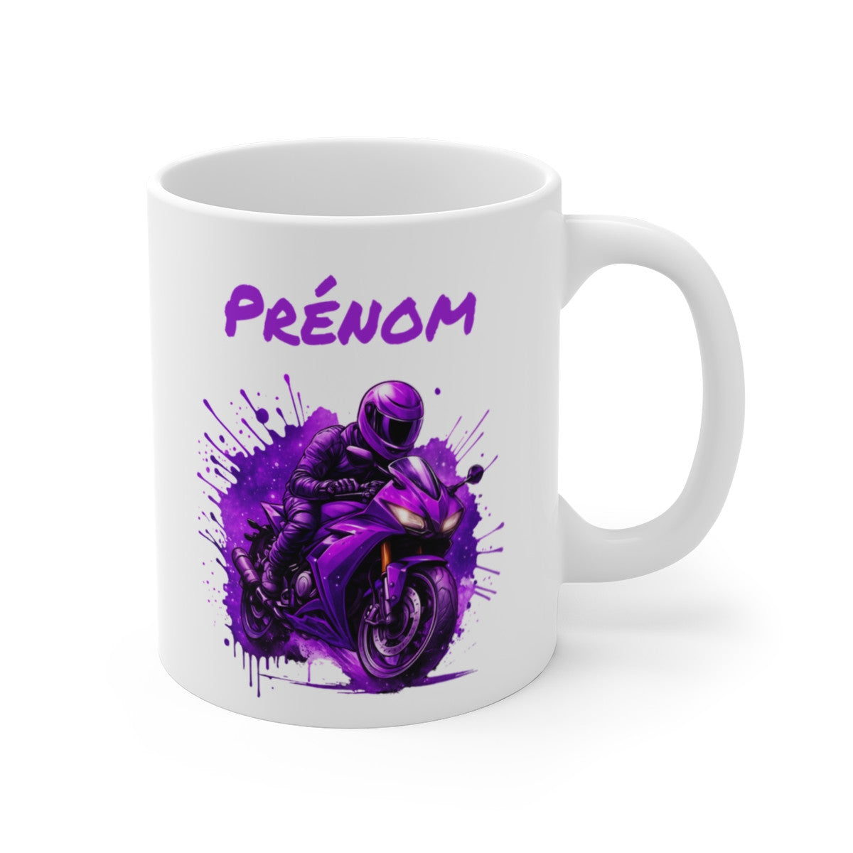 Tasse Moto Personnalisable 325ml Mug Motard Violet avec Prénom  Cadeau Biker Femme Homme Racing Unique