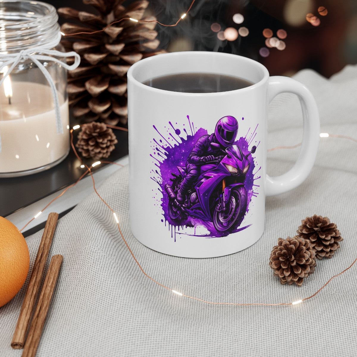 Tasse Moto Violet 325ml  Motard Racing  Mug Cadeau Biker Sport Moto Deux-Roues Adrenaline