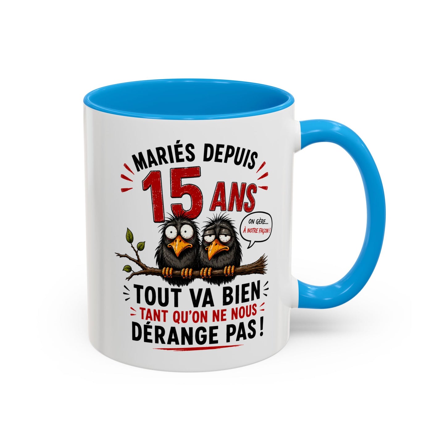 Tasse Mariés Depuis 15 Ans – Mug Humour Anniversaire de Mariage Homme Femme – Cadeau Couple 15 Ans de Mariage 325 ml