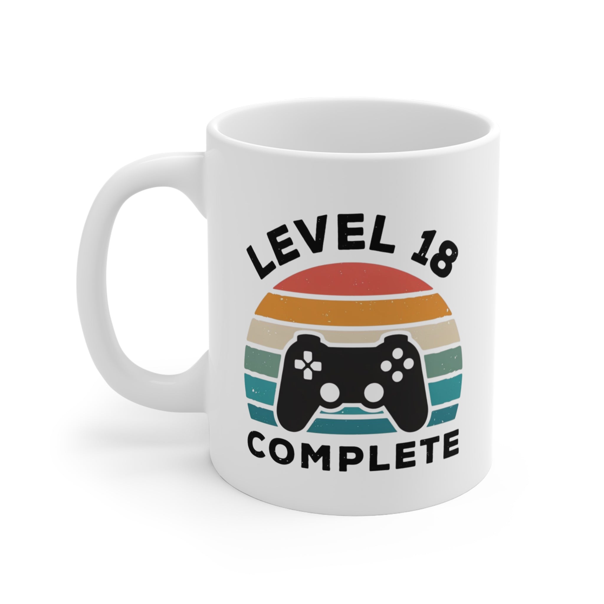 Tasse Level 18 Complète – Mug Gamer 18 Ans Homme Femme – Cadeau Anniversaire Jeux Vidéo Gaming Vintage 325 ml