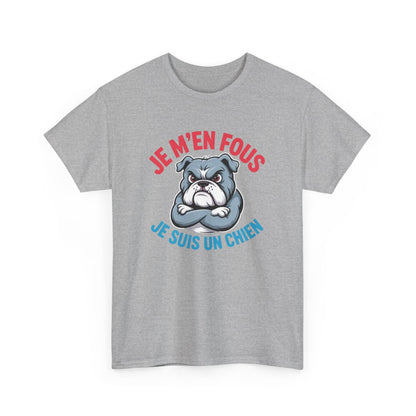 T-shirt Homme Drôle Bulldog Tee-shirt Humour Je M’en Fous Je Suis Un Chien Coton Confortable Cadeau Fun Chien