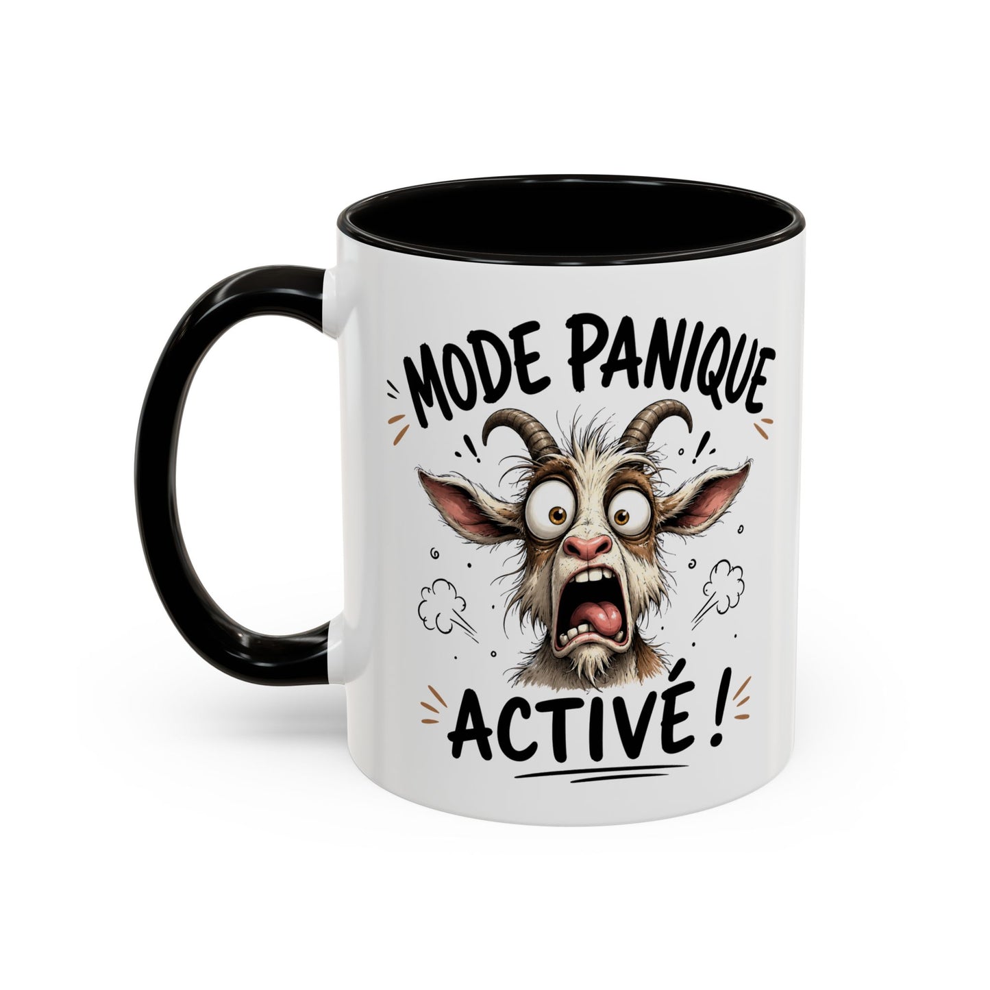 Tasse Mode Panique Activé – Mug Humour Chèvre Folle – Cadeau Drôle Homme Femme 325ml