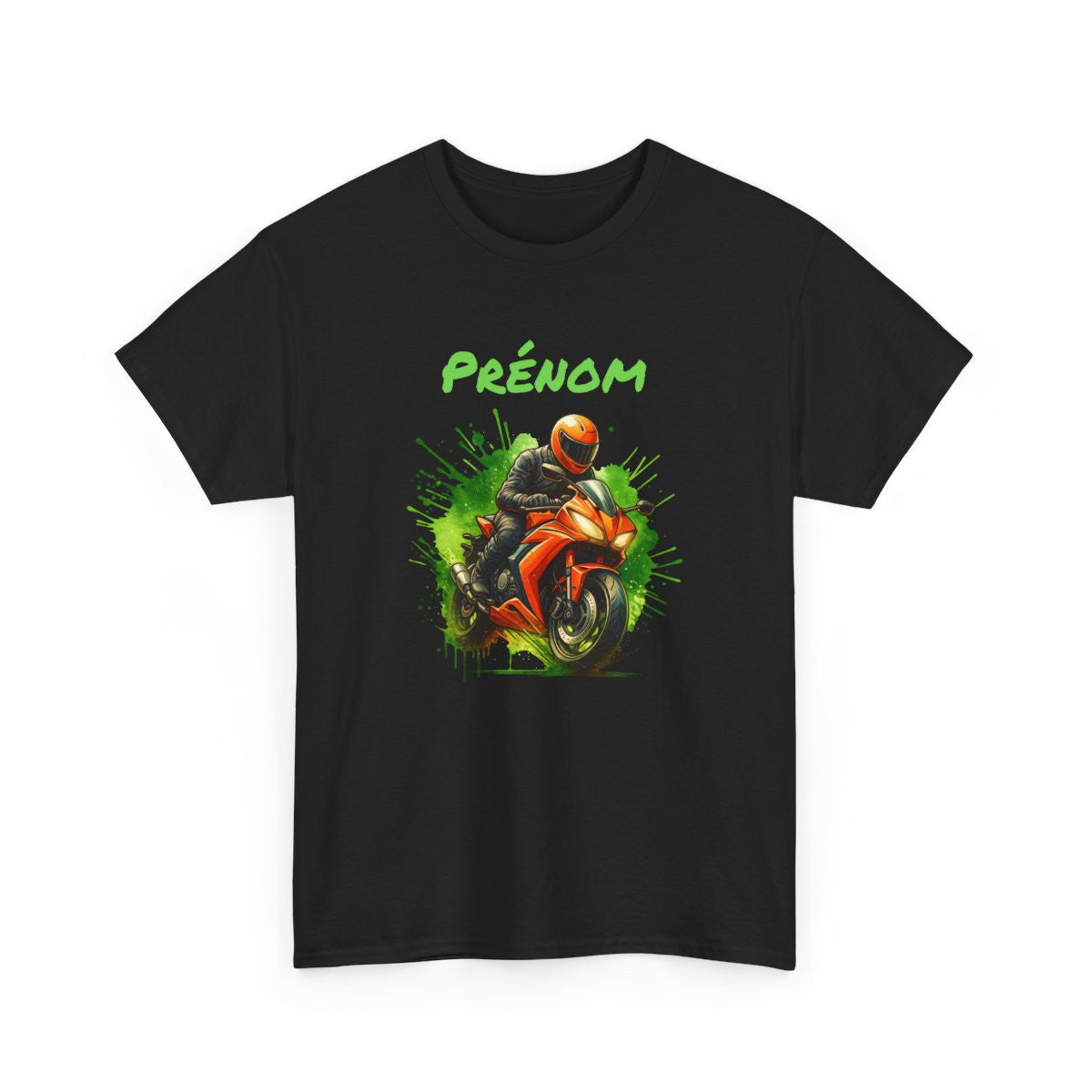 T-shirt Moto Homme Personnalisé – Tee-shirt Motard avec Prénom – Cadeau Biker Moto Racing Orange Unique