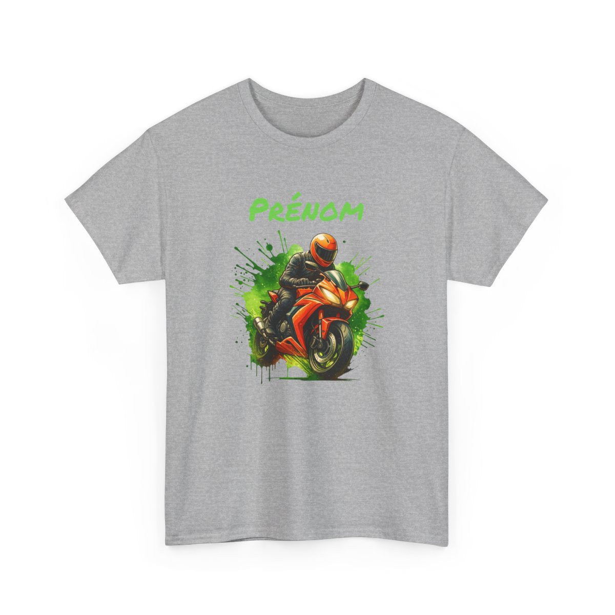 T-shirt Moto Homme Personnalisé – Tee-shirt Motard avec Prénom – Cadeau Biker Moto Racing Orange Unique
