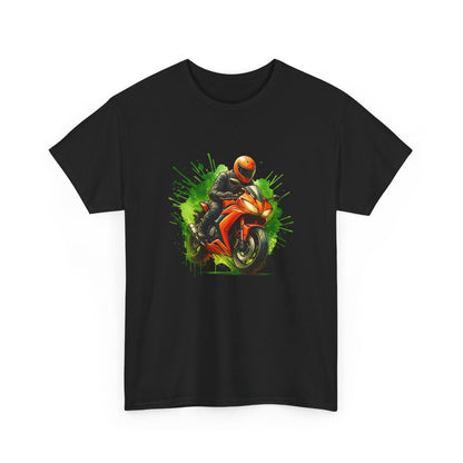 T-shirt Homme Moto Racing – Tee-shirt Motard Sport Orange – Cadeau Biker Rider Vitesse Deux Roues