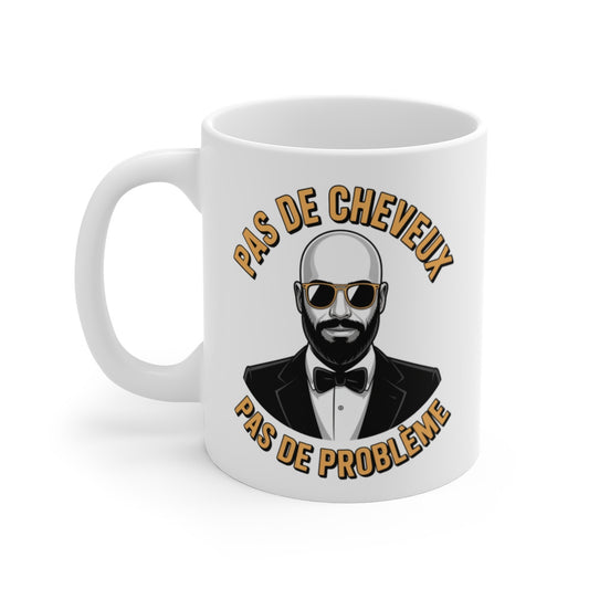 Tasse Homme Chauve Classe – Pas de Cheveux Pas de Problème – Cadeau Élégant et Drôle – Mug 325ml