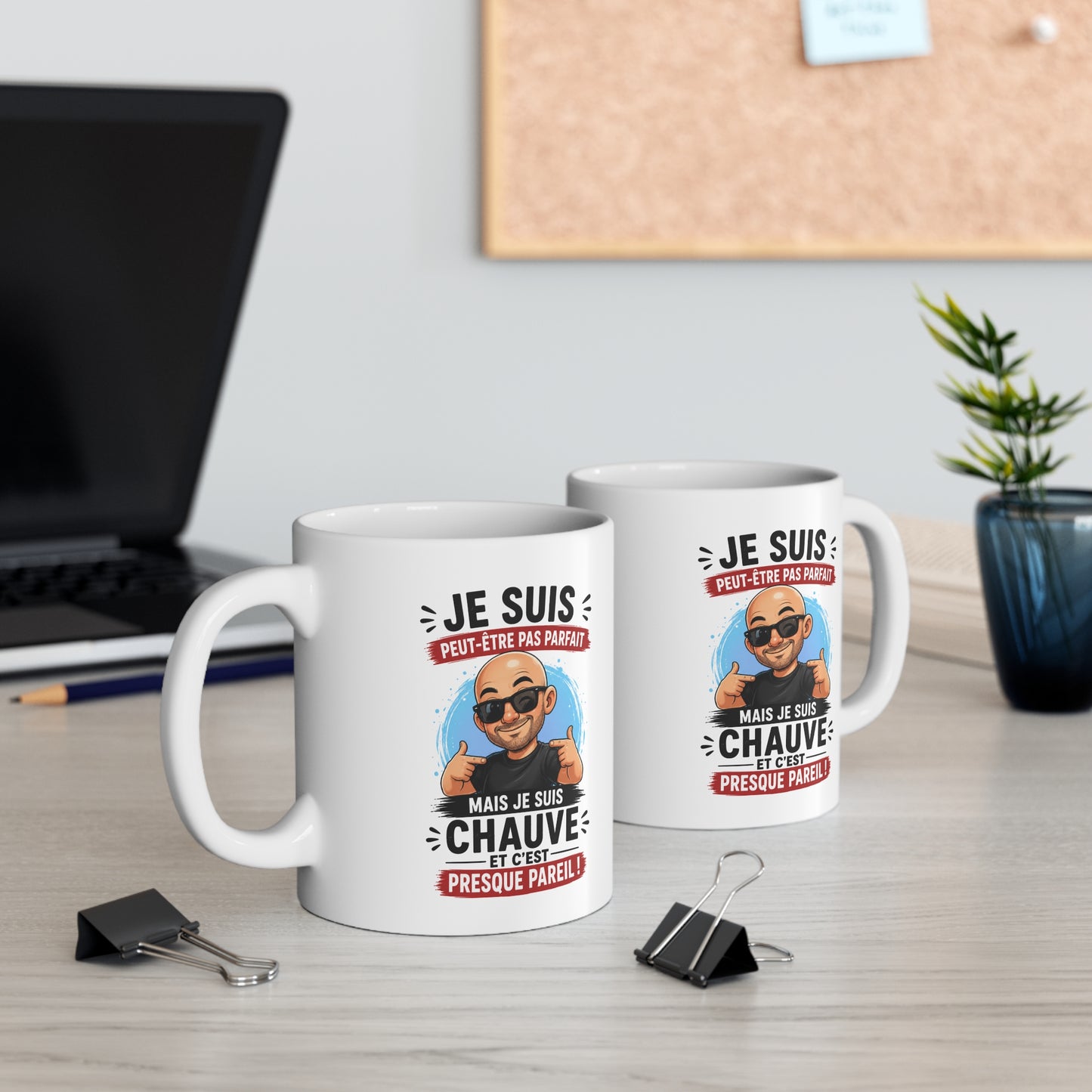 Tasse Je Suis Peut-Être Pas Parfait Mais Je Suis Chauve Et C’est Presque Pareil – Mug Humour Chauve Homme 325ml