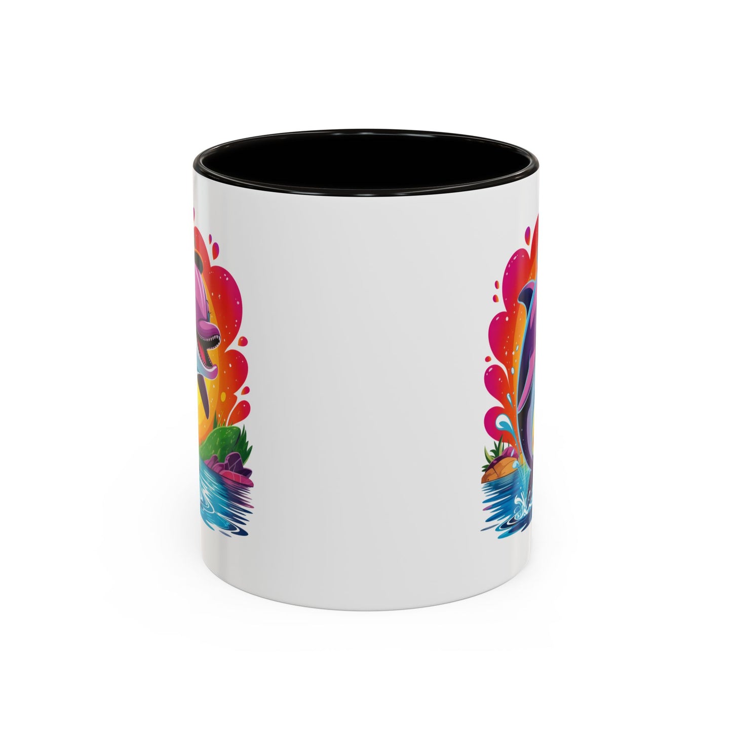 Mug Dauphin Mignon – Tasse Design Océan avec Arc-en-ciel et Soleil – Cadeau Original 325ml
