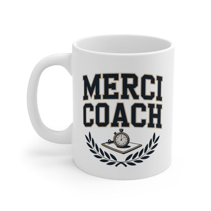Tasse Merci Coach – Cadeau Coach Sport Homme Femme – Mug Entraîneur avec Chronomètre – 325ml