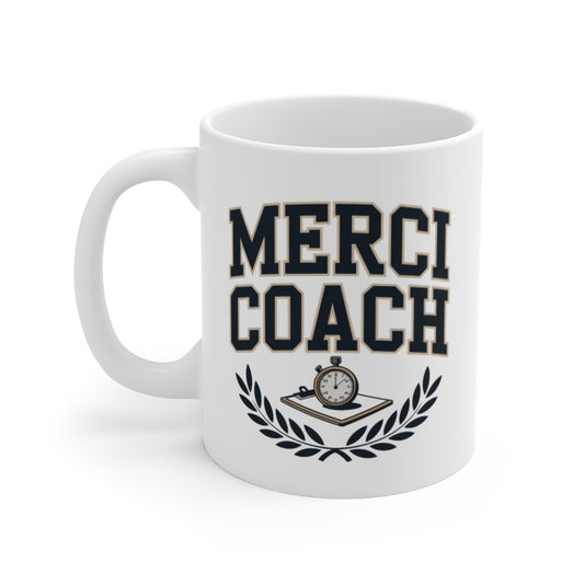 Tasse Merci Coach – Cadeau Coach Sport Homme Femme – Mug Entraîneur avec Chronomètre – 325ml