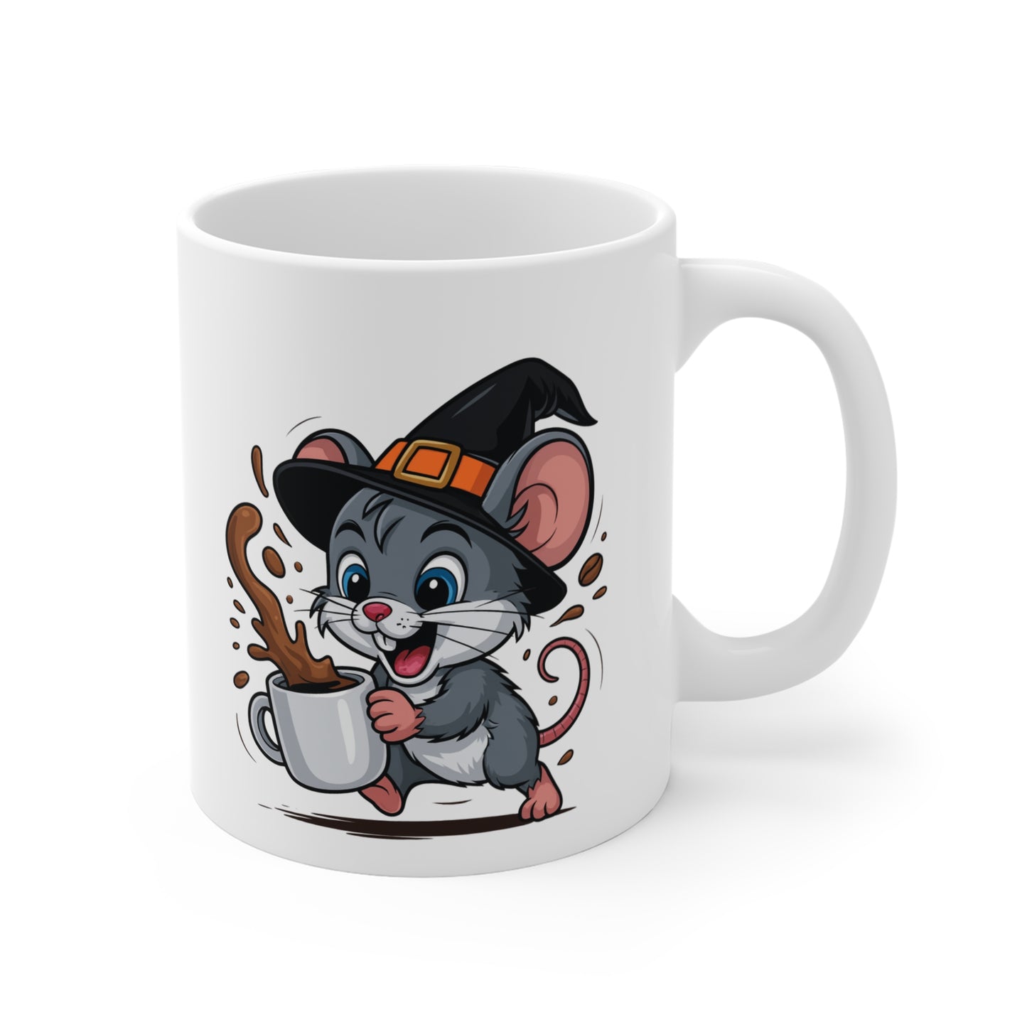Mug Céramique Souris Sorcière Café – Tasse Halloween Animaux Mignonne 325ml – Cadeau Original Thé Chocolat