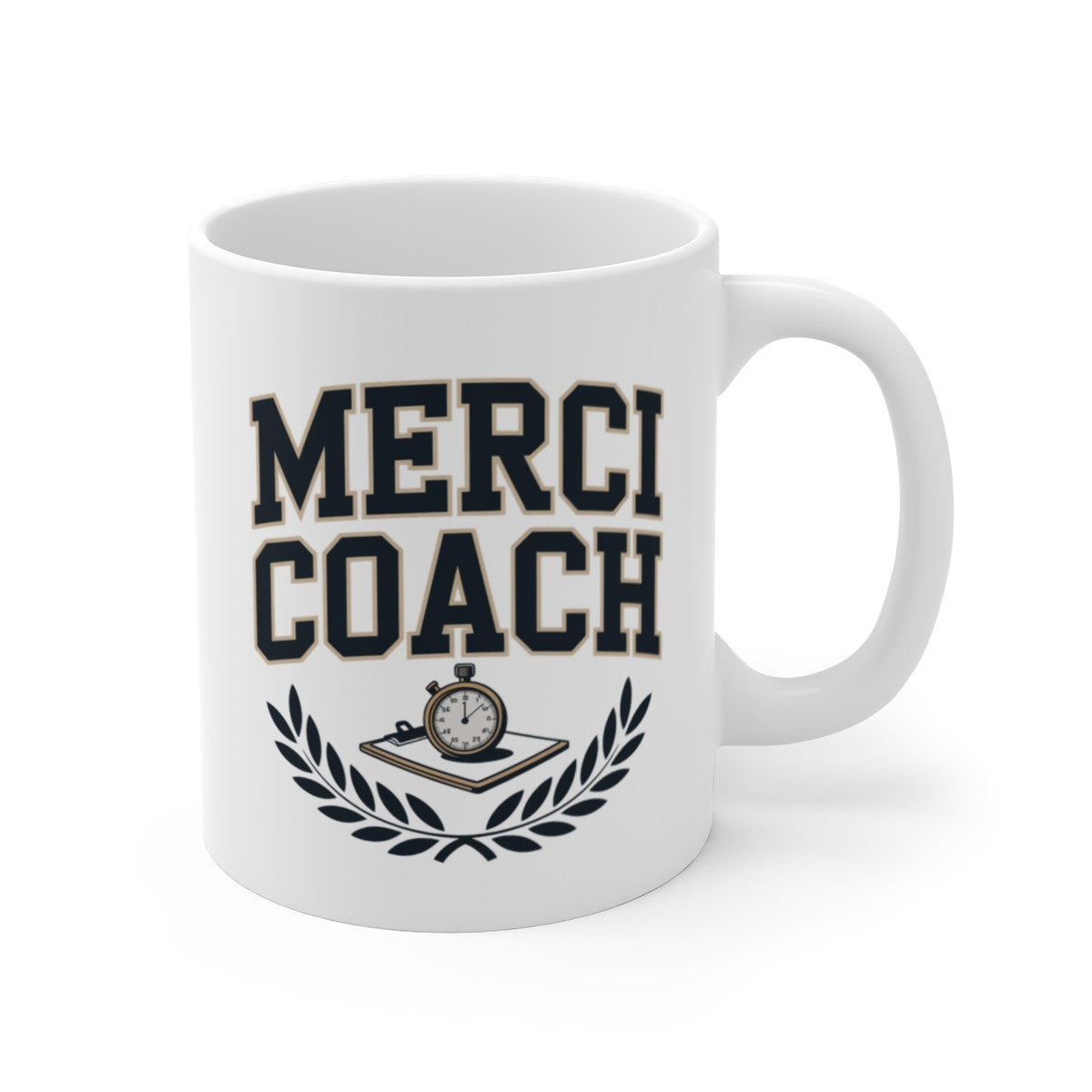 Tasse Merci Coach – Cadeau Coach Sport Homme Femme – Mug Entraîneur avec Chronomètre – 325ml