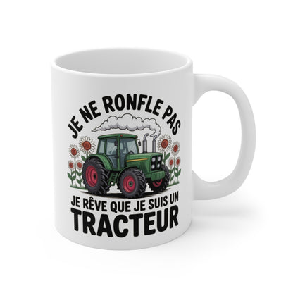 Tasse Tracteur Humour Fermier – Mug Cadeau Drôle “Je Ne Ronfle Pas” – Céramique 325ml Micro-Ondes