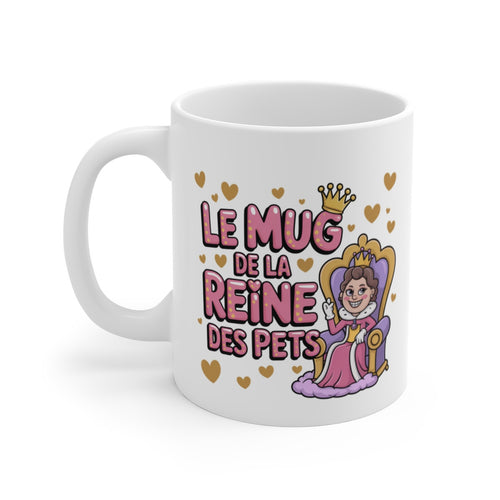 Tasse Humour Femme “Reine des Pets” – Mug Drôle Couronne et Trône – Cadeau Insolite Céramique 325ml