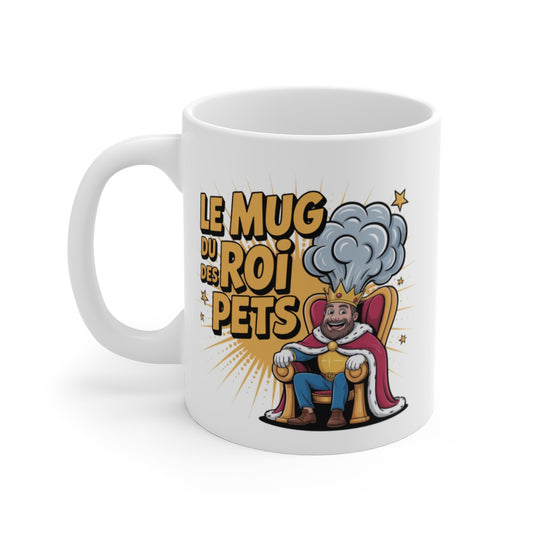 Tasse Humour Homme “Roi des Pets” – Mug Drôle Couronne et Gaz – Cadeau Insolite Céramique 325ml