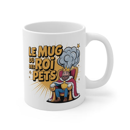 Tasse Humour Homme “Roi des Pets” – Mug Drôle Couronne et Gaz – Cadeau Insolite Céramique 325ml