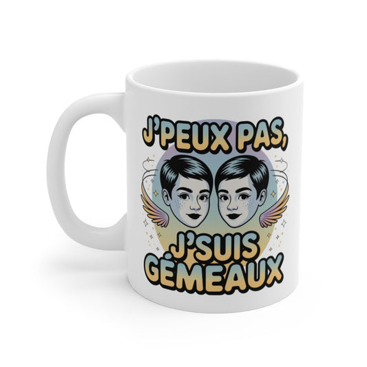 Tasse Horoscope Gémeaux – Mug Astrologie “J’peux Pas J’suis Gémeaux” – Cadeau Zodiaque Céramique 325ml