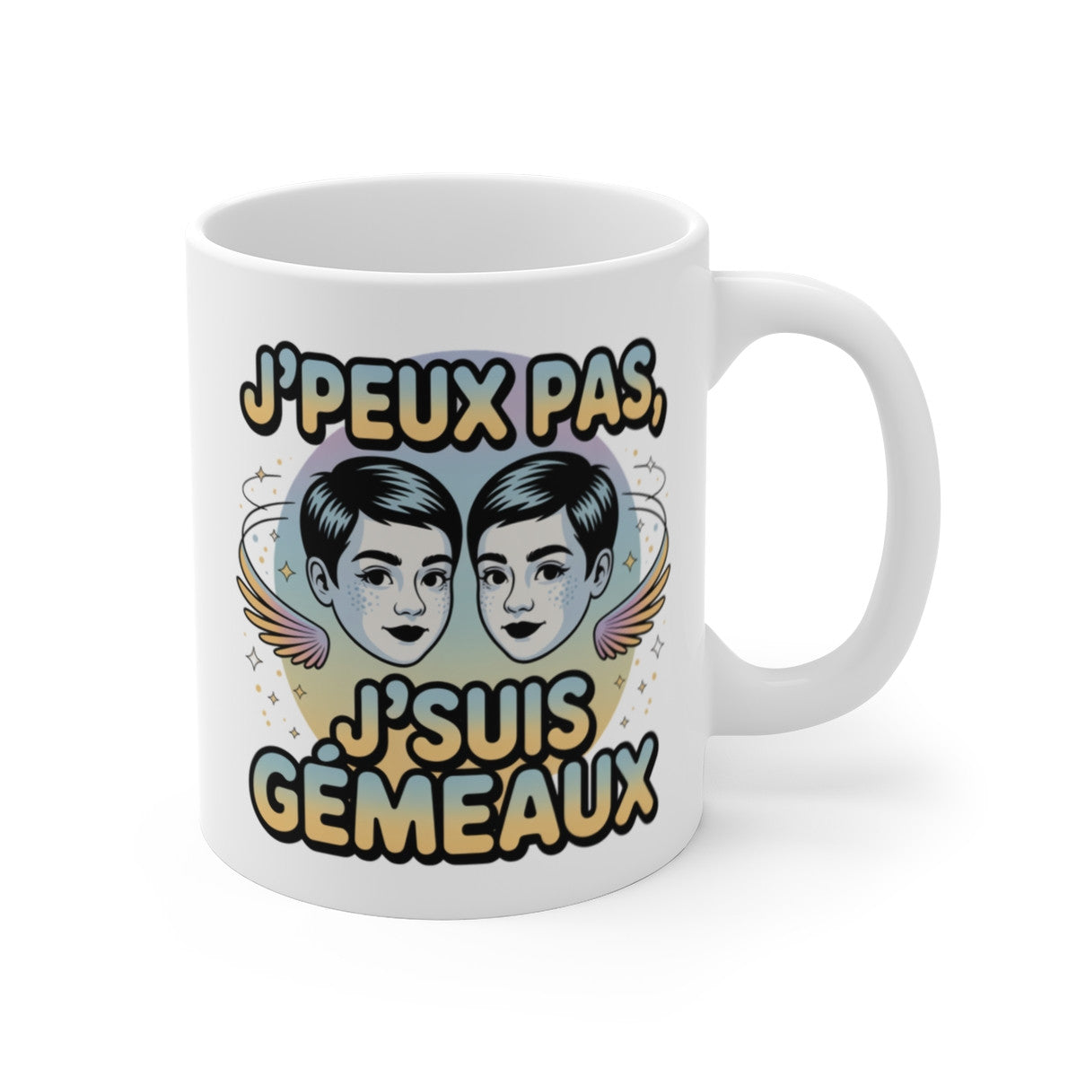 Tasse Horoscope Gémeaux – Mug Astrologie “J’peux Pas J’suis Gémeaux” – Cadeau Zodiaque Céramique 325ml