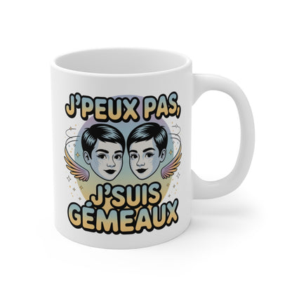 Tasse Horoscope Gémeaux – Mug Astrologie “J’peux Pas J’suis Gémeaux” – Cadeau Zodiaque Céramique 325ml