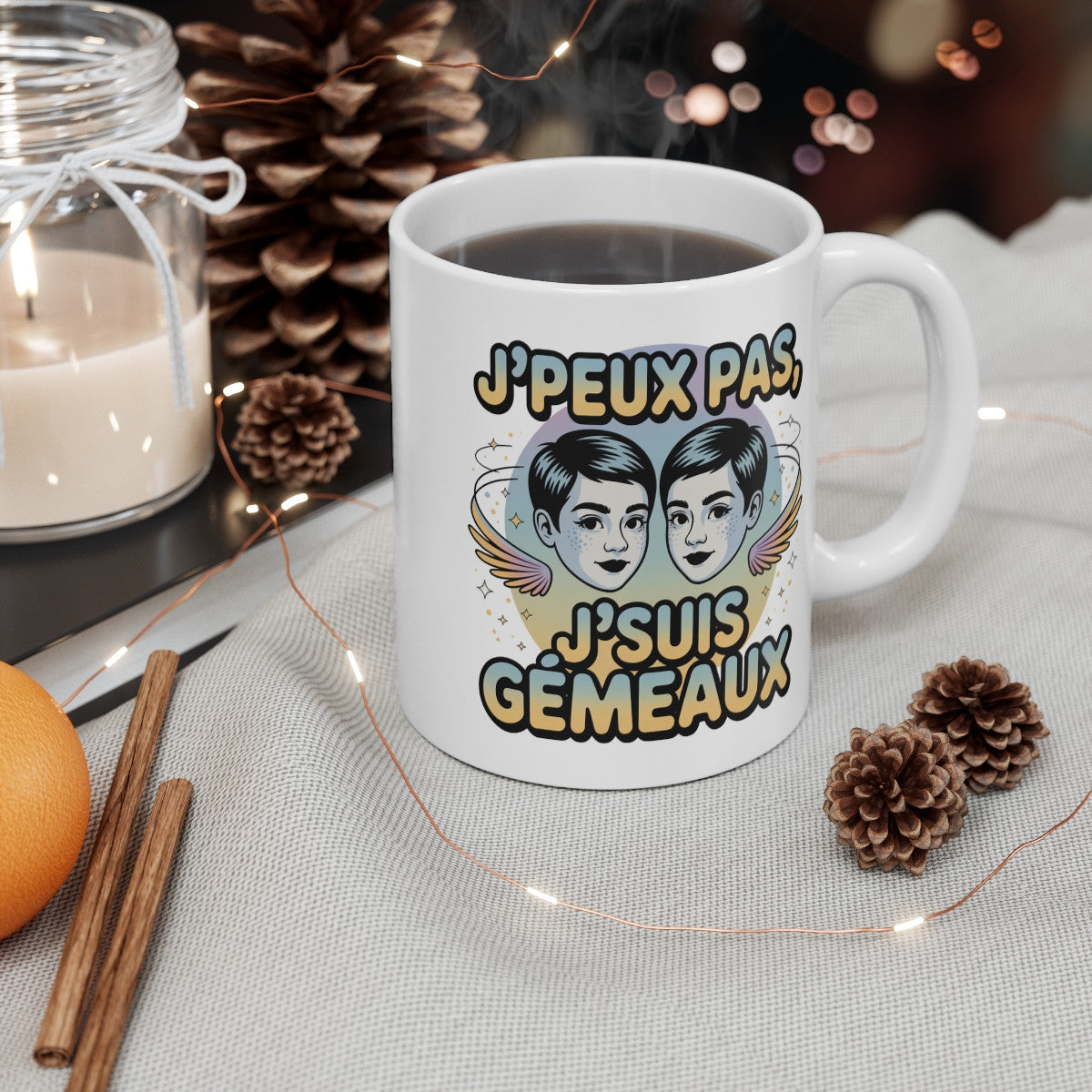Tasse Horoscope Gémeaux – Mug Astrologie “J’peux Pas J’suis Gémeaux” – Cadeau Zodiaque Céramique 325ml