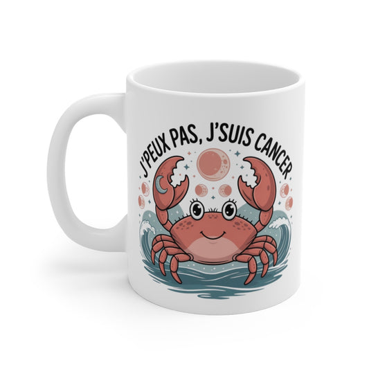 Tasse Astrologie Cancer – Mug Zodiaque Drôle “J’peux Pas J’suis Cancer” – Cadeau Horoscope Céramique 325ml