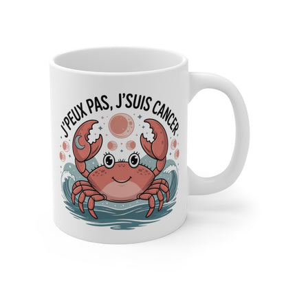 Tasse Astrologie Cancer – Mug Zodiaque Drôle “J’peux Pas J’suis Cancer” – Cadeau Horoscope Céramique 325ml