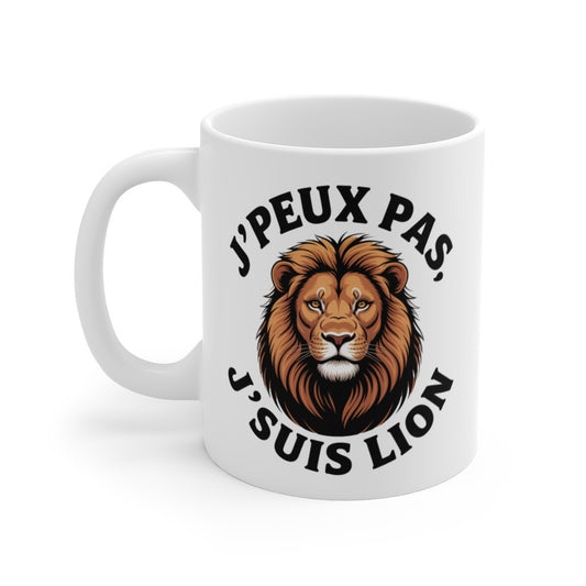 Tasse Astrologie Lion – Mug Zodiaque Fier “J’peux Pas J’suis Lion” – Cadeau Horoscope Céramique 325ml