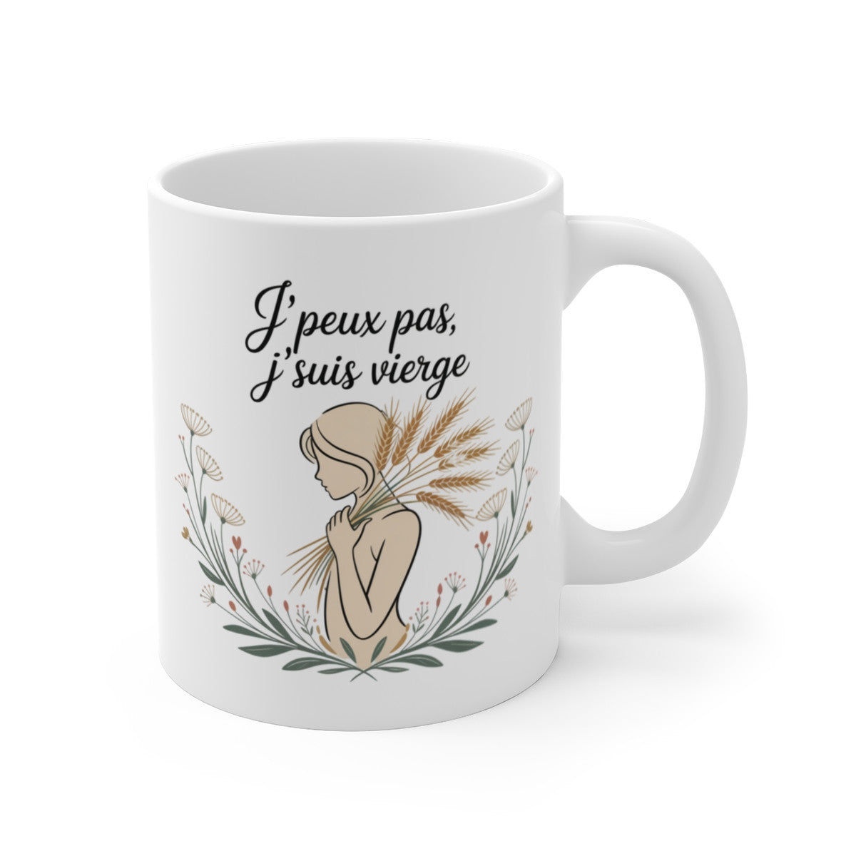 Tasse Horoscope Vierge – Mug Zodiaque Floral “J’peux Pas J’suis Vierge” – Cadeau Céramique 325ml