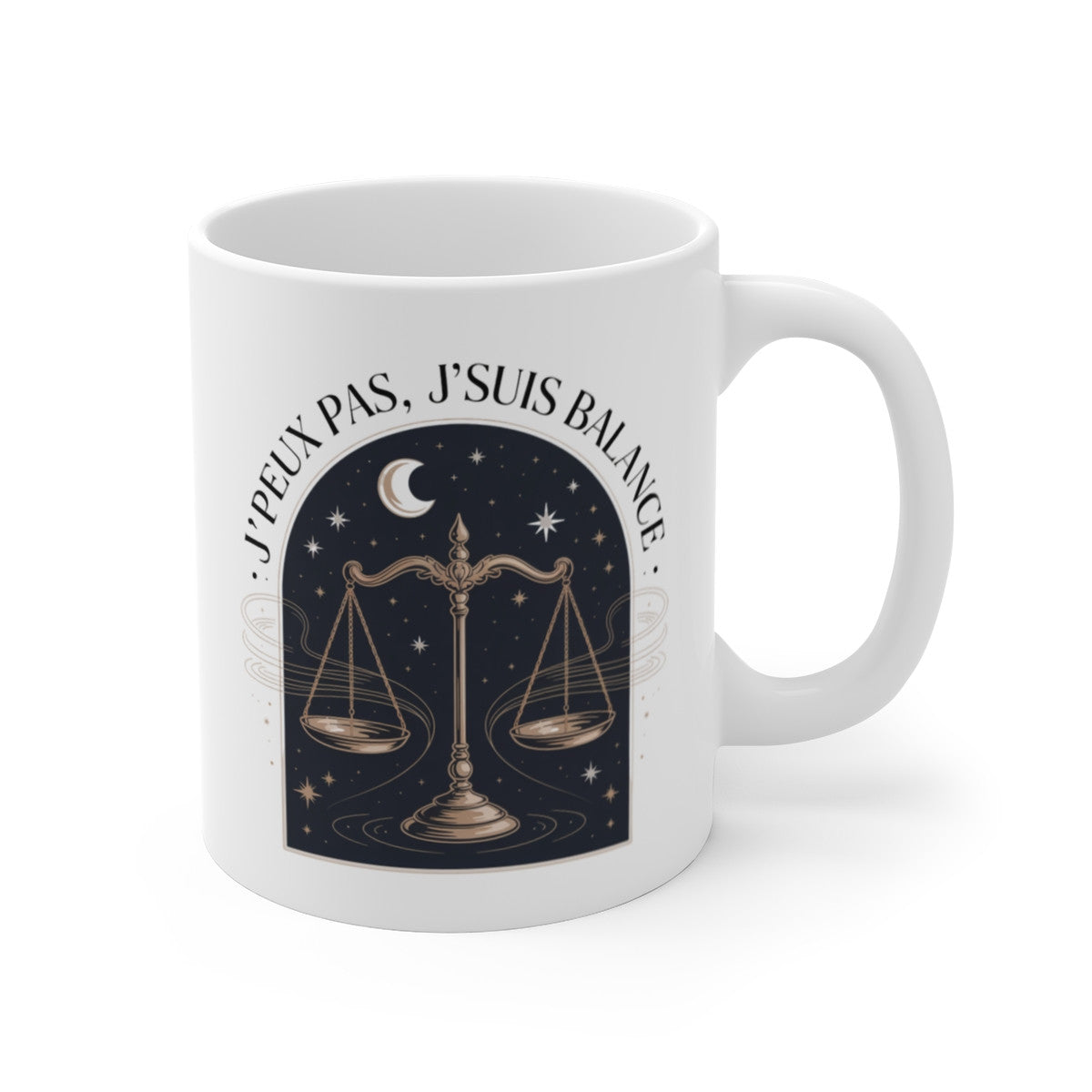 Tasse Astrologie Balance – Mug Zodiaque Étoilé “J’peux Pas J’suis Balance” – Cadeau Horoscope Céramique 325ml