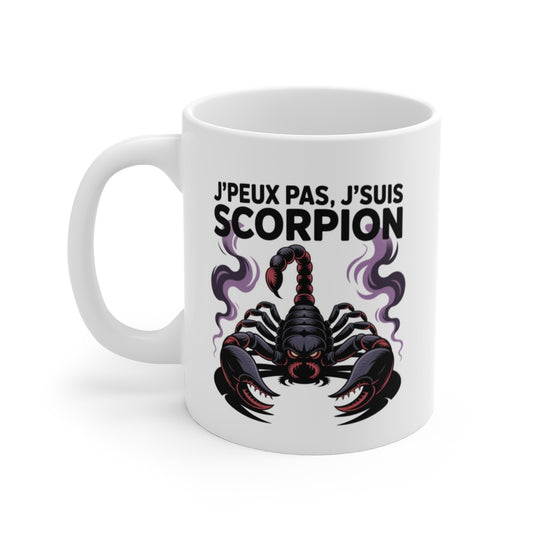 Tasse Astrologie Scorpion – Mug Zodiaque Noir “J’peux Pas J’suis Scorpion” – Cadeau Horoscope Céramique 325ml