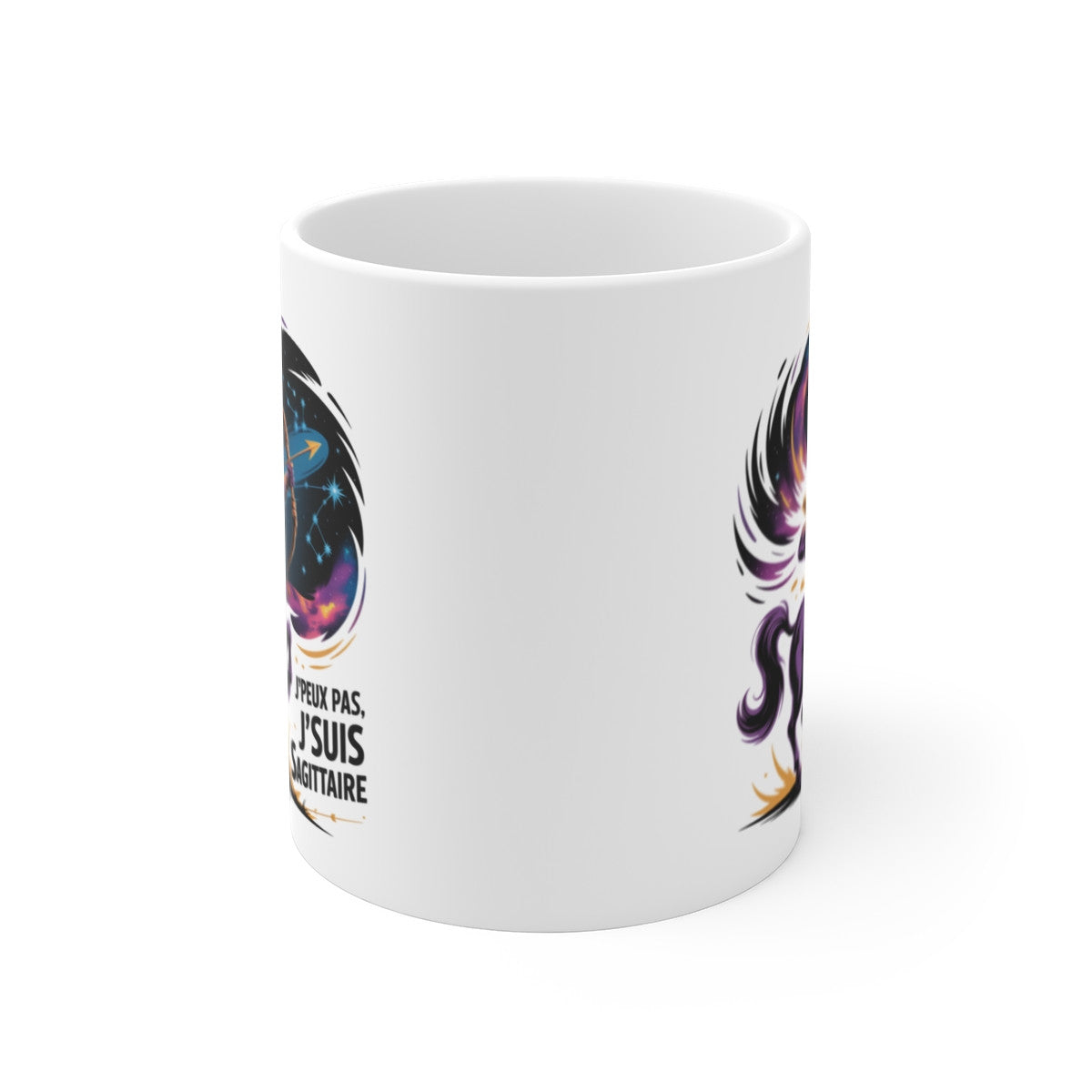 Tasse Astrologie Sagittaire – Mug Zodiaque Étoilé “J’peux Pas J’suis Sagittaire” – Cadeau Horoscope Céramique 325ml