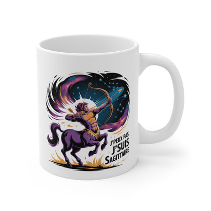 Tasse Astrologie Sagittaire – Mug Zodiaque Étoilé “J’peux Pas J’suis Sagittaire” – Cadeau Horoscope Céramique 325ml