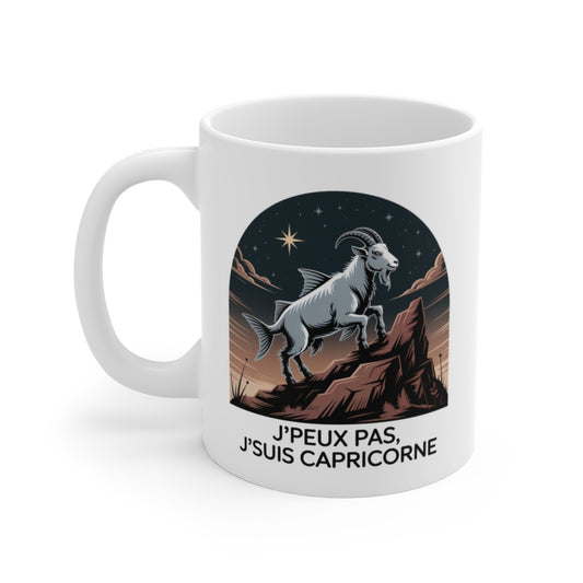 Tasse Astrologie Capricorne – Mug Zodiaque “J’peux Pas J’suis Capricorne” – Cadeau Ambitieux Céramique 325ml