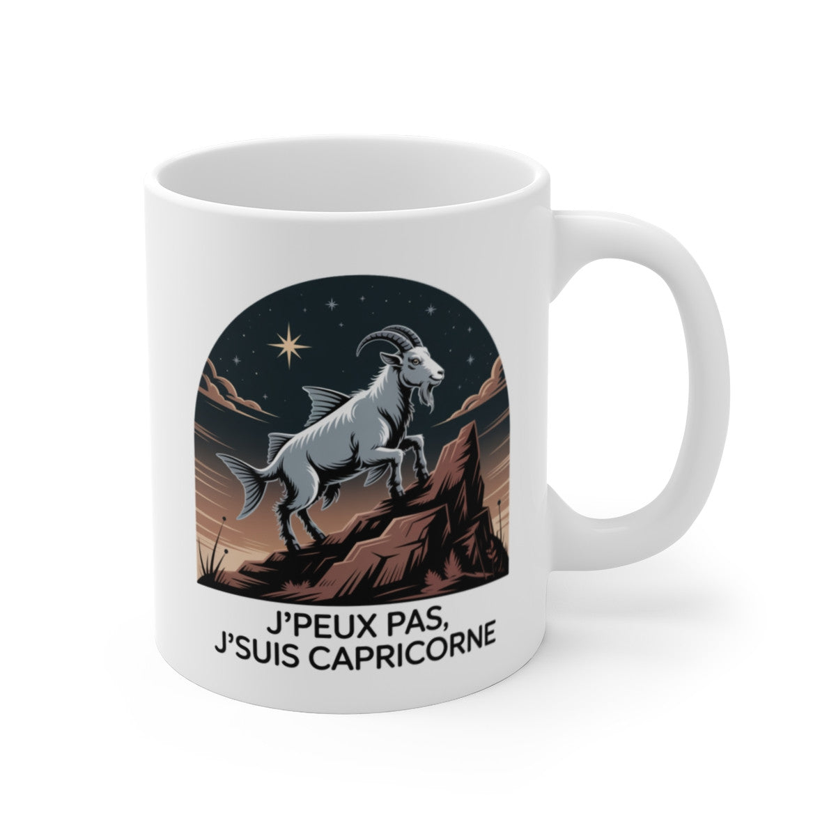 Tasse Astrologie Capricorne – Mug Zodiaque “J’peux Pas J’suis Capricorne” – Cadeau Ambitieux Céramique 325ml