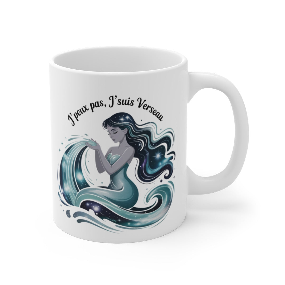 Tasse Astrologie Verseau – Mug Zodiaque “J’peux Pas J’suis Verseau” – Cadeau Original Céramique 325ml