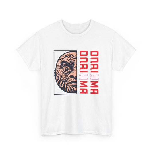 T-shirt Daruma Unisexe Homme/Femme – Tee-shirt Visage Japonais Graphique – Blanc ou Gris – Design Culture Nipponne Moderne