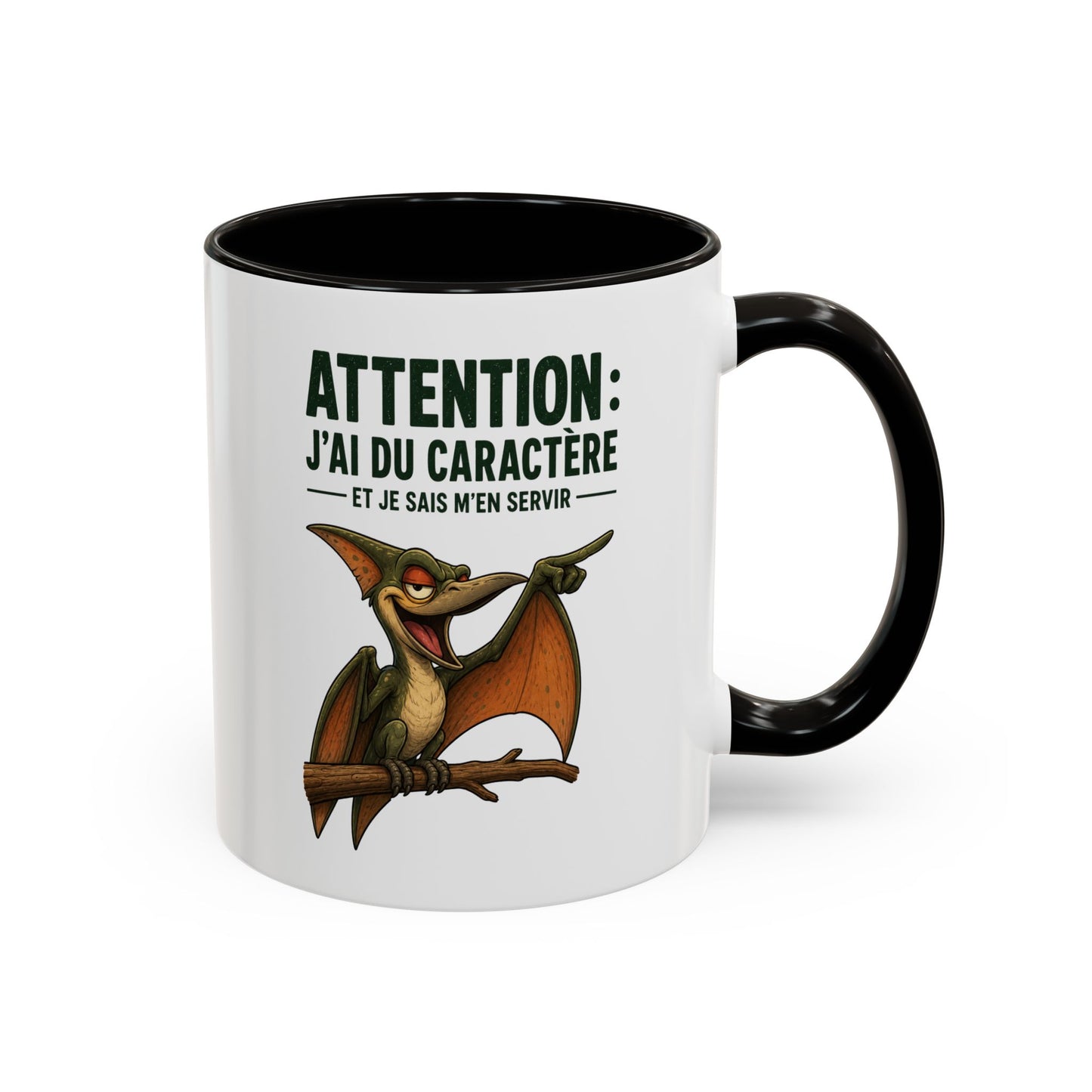 Mug Humoristique – Tasse Dinosaure Volant au Fort Caractère – Cadeau Original Homme et Femme, Ami ou Collègue – 325 ml Noir Bleu Rouge