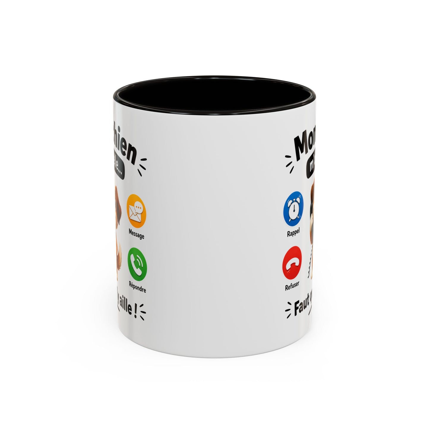 Tasse Mon Chien m’Appelle Faut que J’y Aille – Mug Humour Chien – Cadeau Femme Homme Amoureux des Chiens 325ml
