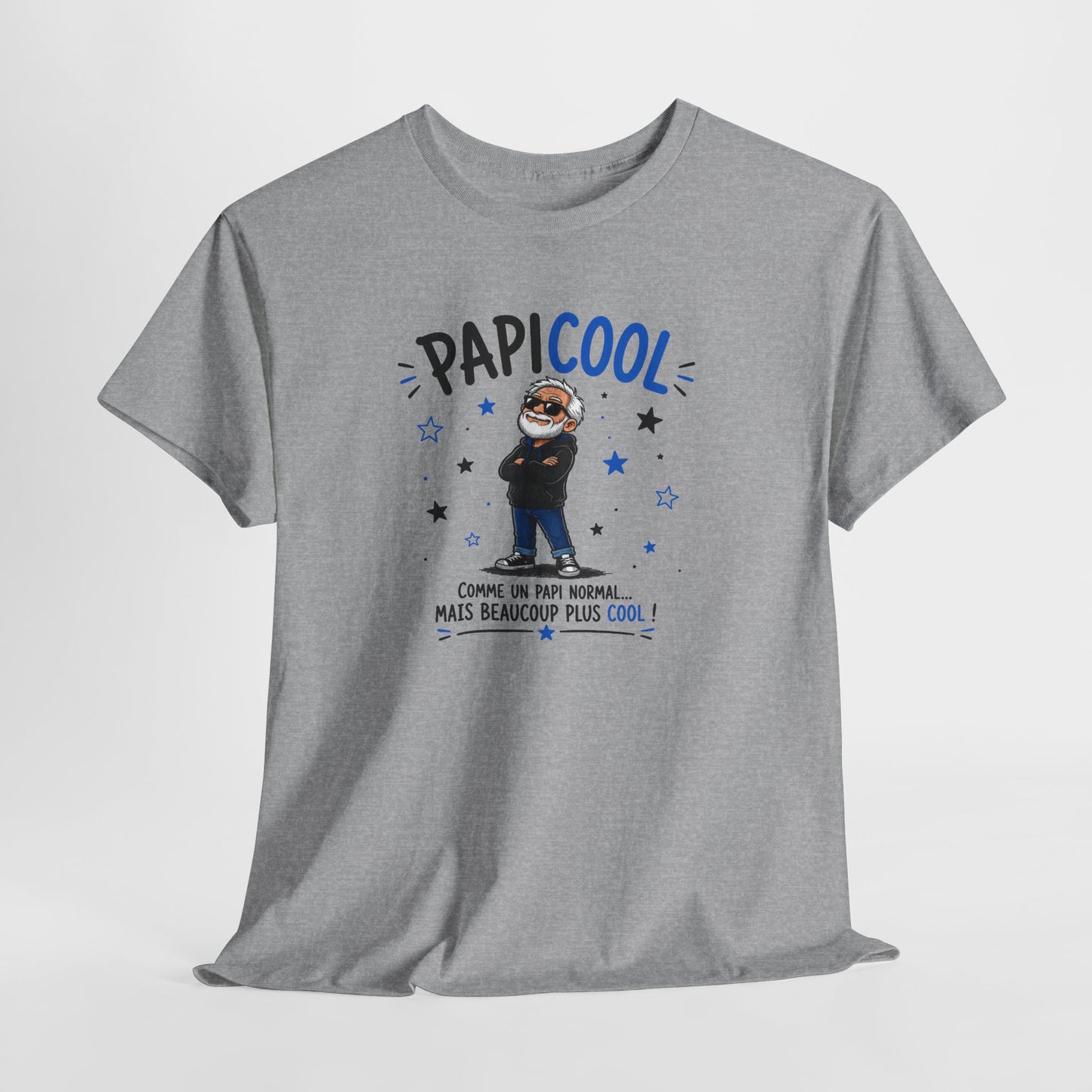 Tee Shirt Papi Homme – PapiCool Comme un Papi Normal Mais Beaucoup Plus Cool – T-Shirt Humour Grand-Père Cadeau Original