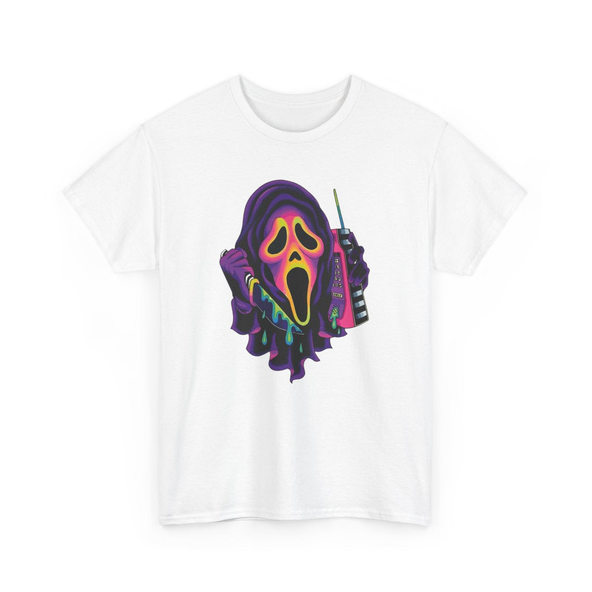 Tee-shirt Unisexe Masque Horreur Coloré – T-shirt Graphique Pop Art Terreur – Illustration Halloween Adulte S à 3XL